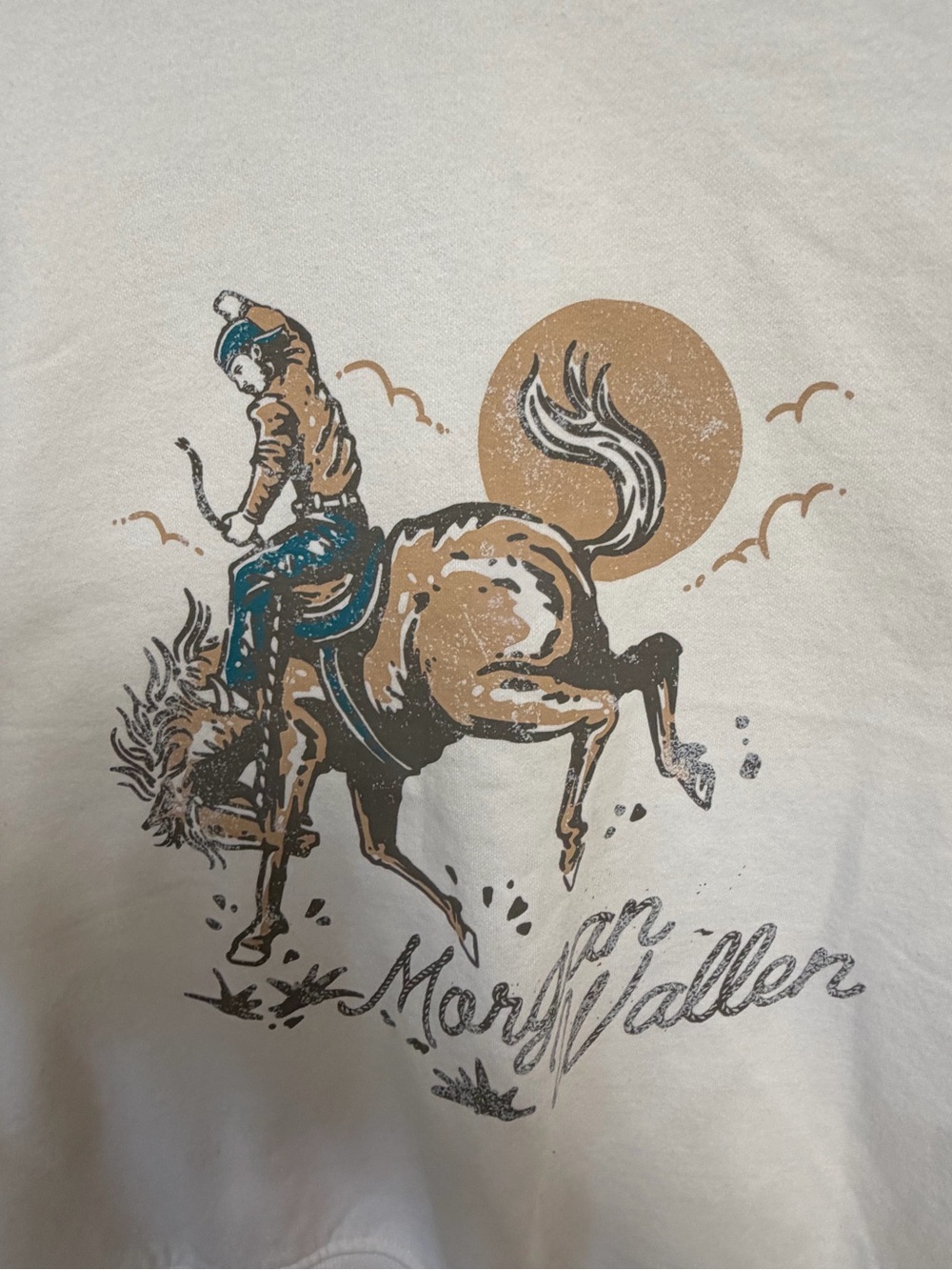 Morgan Wallen White Crewneck Cowboy bronco graphic Sweatshirt XL - Picture 4 of 6